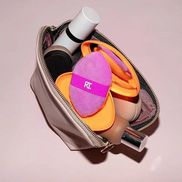 Real Techniques Miracle 2-In-1 Powder Puff + Travel Case, Dual-Sided Makeup Blending Puff, Elastic Band, Precision Makeup ...