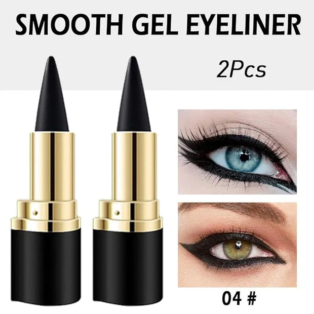 Kaely 2Pcs Gel Eyeliner Pencil, Natural Black Eyeliner Cream for Waterline, Liquid Eye Liner Waterproof Smudge Proof, Blac...