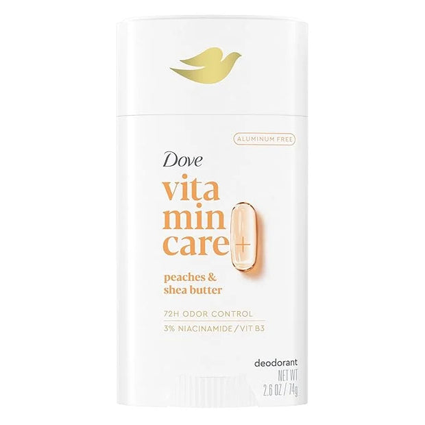 Dove VitaminCare+ Aluminum Free Deodorant Stick for 72H Odor Protection Peaches & Shea Butter Breathable Deodorant for Wom...