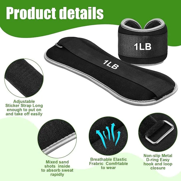 4 Pairs Wrist Leg Weights for Women Ankle 1lbs 2lbs 2lbs Each - Product Image