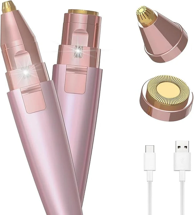 Eyebrow Razor & Facial Hair Removal for Women (2 in 1, USB Rechargeable), 100% Painless Hair Removal, Eyebrow Trimmer and ...