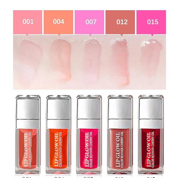 2 Colors Hydrating Plumping Lip Glow Oil,Moisturizing Lip Oil Gloss Transparent Glossy Lip Gloss Primer Lip Tint for Lip C...
