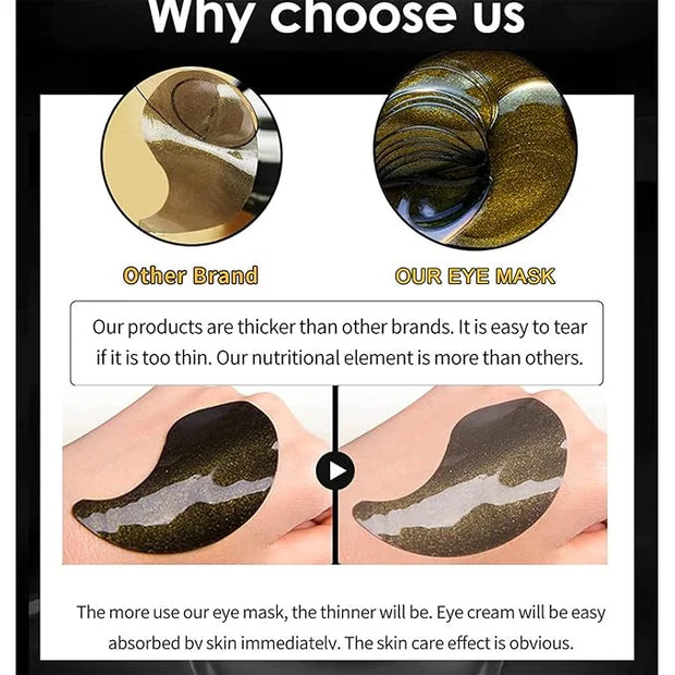 Gold Black Pearl Hydra-Gel Eye Patches - Gel Eye Mask for Eyes Treatment Puffiness Anti-Aging Remove Eye Bags Relieve Dark...