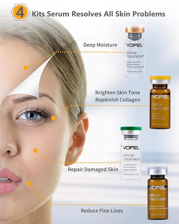 Anti Aging Serum with Hyaluronic Acid Vitamin C Serum for Face Centella Serum Moisturizer 0.35 oz 4 Kits 16 Vials Facial S...