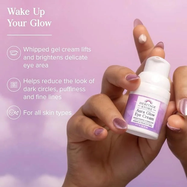 HERITAGE STORE Aura Glow Eye Cream, Under Eye Brightener & Hydrator, Minimizes look of Puffiness, Dark Circles, Fine Lines...