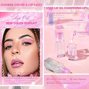 Magic Color Changing Lip Oil Ph, Glitter Lip Gloss, Upgraded Big Brush Head Moisturizing Lip Oil Long Lasting Nourishing L...