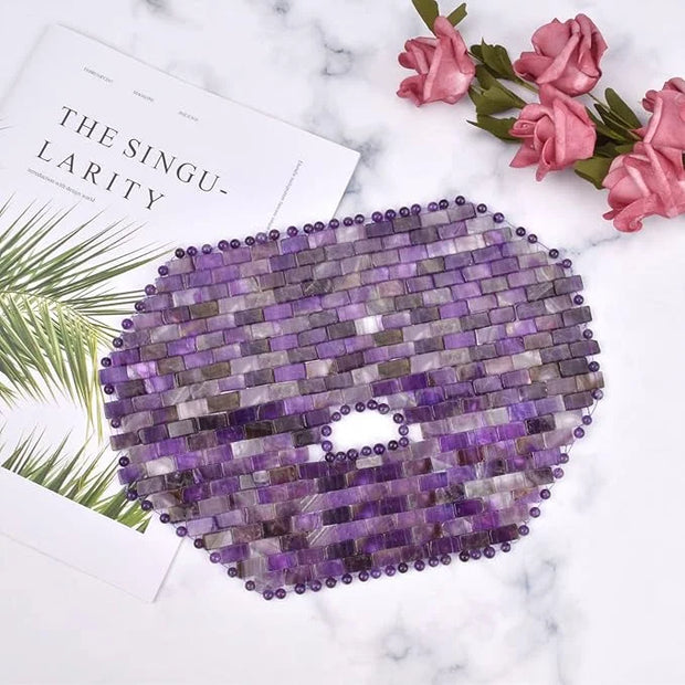 ideayard Jade Mask, Amethyst Crystal Face Cold Mask for Headache/Migraine Relief Mask, Weight Compress Mask Cover Eye for ...