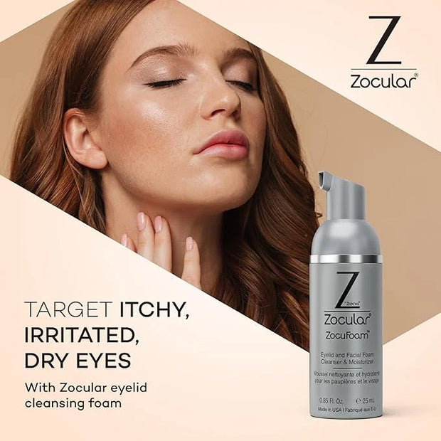 ZocuFoam Eyelid Cleanser - Foaming Eyelid Scrub - Natural pH Balanced Solution - 25mL - Product Image