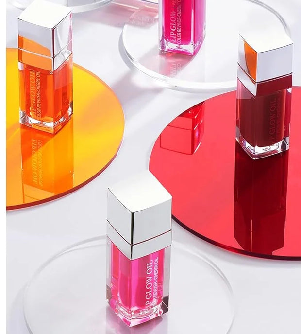 2 Colors Hydrating Plumping Lip Glow Oil,Moisturizing Lip Oil Gloss Transparent Glossy Lip Gloss Primer Lip Tint for Lip C...