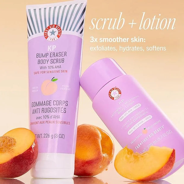 First Aid Beauty - KP Smoothing + Brightening Body Lotion with 10% AHA, Lactic Acid, Urea + Colloidal Oatmeal, Exfoliate +...