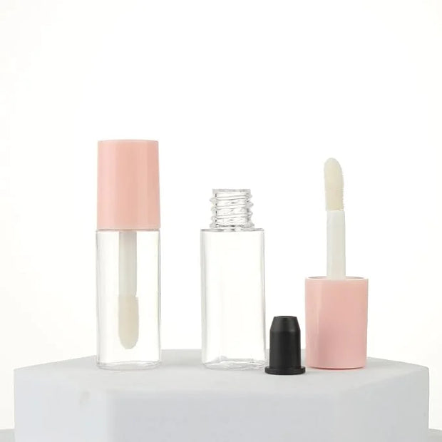 COSIDEA 10pcs 3ml empty lip gloss tubes with wand 0.1OZ Round mini Pink lipgloss tube container for DIY cosmetics packing ...