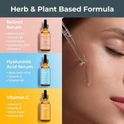 Face Serum Set – Retinol Serum, Vitamin C Face Serum & Hyaluronic Acid Serum for Face – Anti Aging Serum Skin Care Set for...