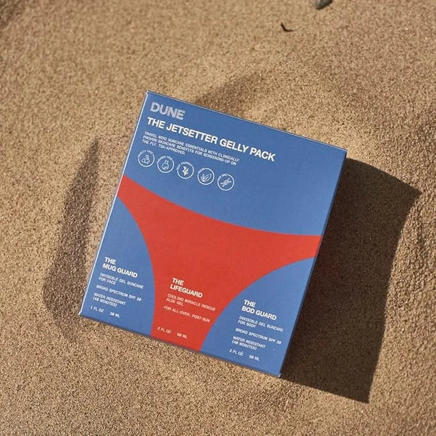 Jetsetter Gelly Pack Mini Travel Set - 7x Award-Winning Dermatologist Recommended Clear Gel Suncare for Face and Body - Bo...