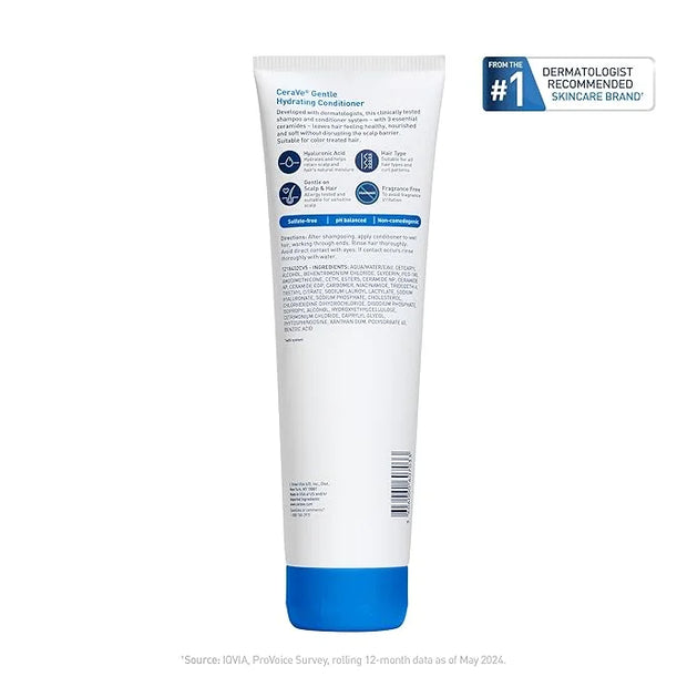 CeraVe Gentle Hydrating Conditioner, Hair Conditioner With Ceramides, Niacinamide & Hyaluronic Acid, Sulfate Free & Color ...