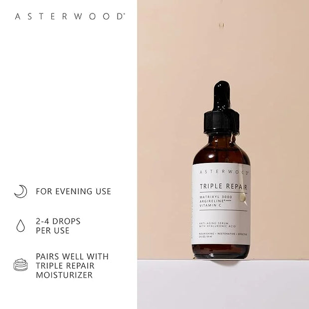 Asterwood Triple Repair Serum (2 oz) + Hyaluronic Acid Eye Serum - Product Image