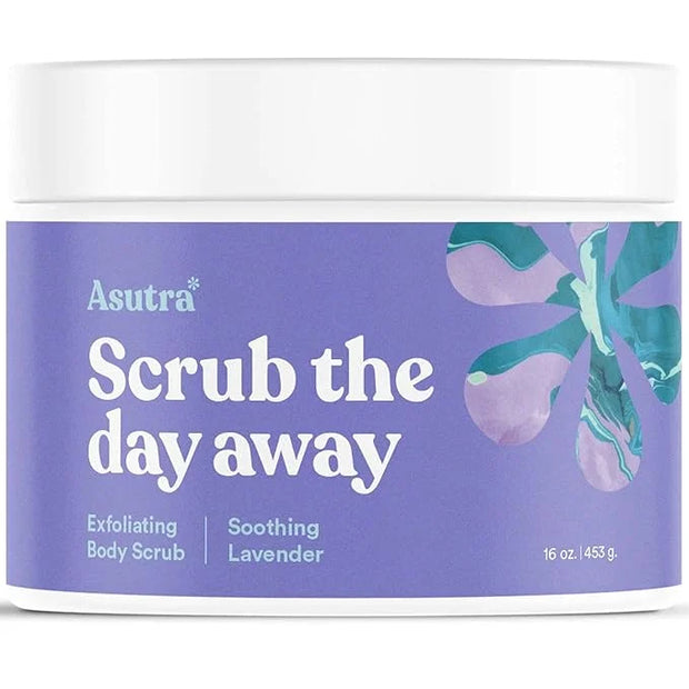 ASUTRA Dead Sea Salt Essential Oil Body Scrub Exfoliator (Soothing Lavender), 16 oz - Ultra Hydrating, Gentle, & Moisturiz...