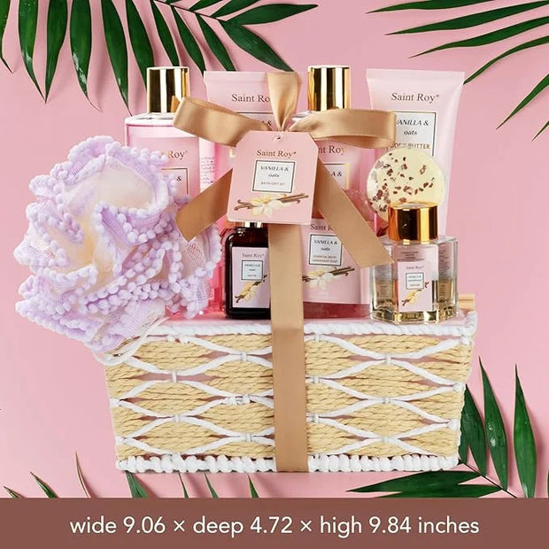Bath and Body Gift Baskets for Women, 12 Pcs Vanilla Oat Spa Gifts for Women. Bath Gift Set Enriched Shea Butter. Home Spa...