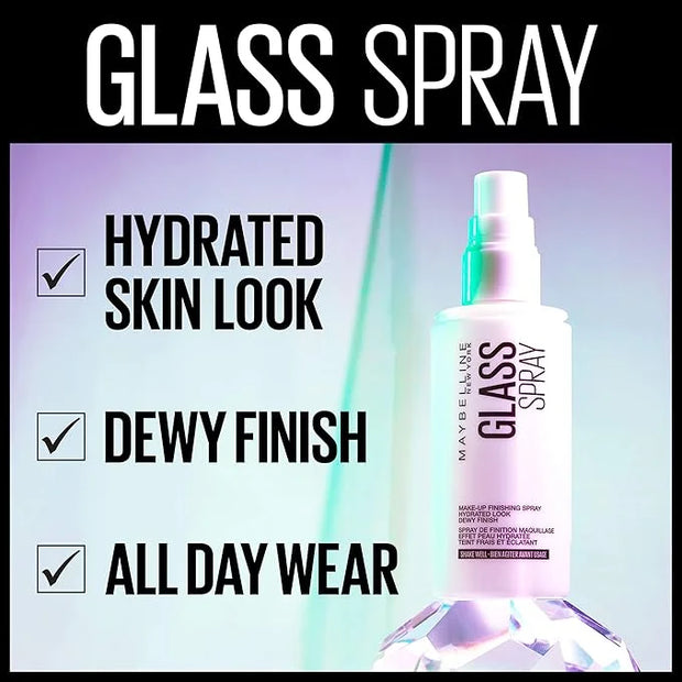 Maybelline New York Facestudio GlassSkin Makeup Finishing Hydrating Dewy Glossy Finish All Day Wear Use After Makeup Appli...