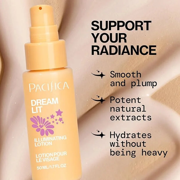 Pacifica Dreamlit Illuminating Facial Lotion – Vitamin C & Niacinamide Brightening Moisturizer for Radiant Glow - Natural ...