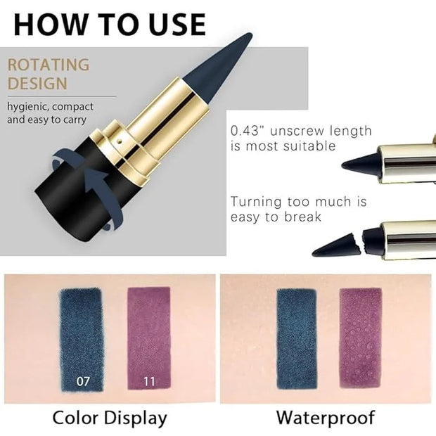 Kaely 2Pcs Dark Blue Purple Gel Eyeliner Pencils Set,Waterproof Color Colored Eye Liner Crayon,Cat Eye Stencil Gothic Hall...