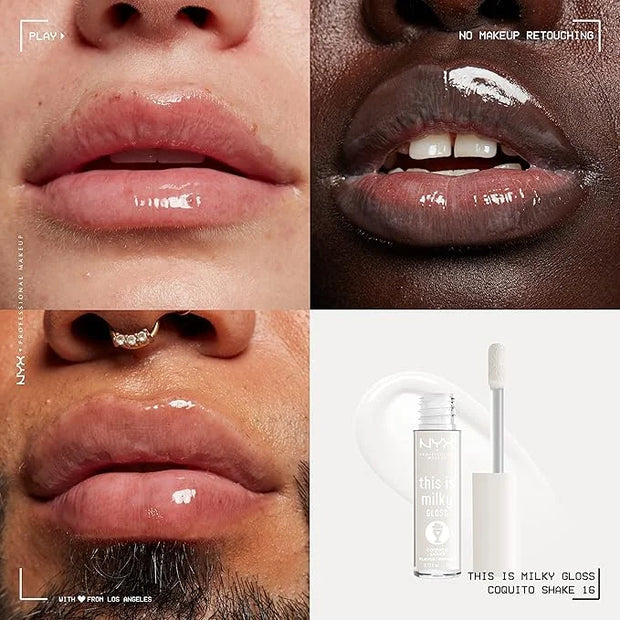 NYX PROFESSIONAL MAKEUP This Is Milky Gloss, Lip Gloss with 12 Hour Hydration, Vegan - Coquito Shake (Milky Clear) - Produ...