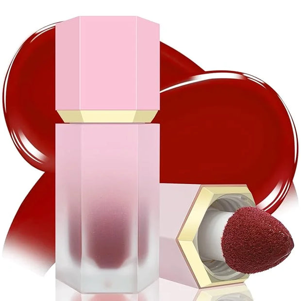 Liquid Blush for Cheeks, Soft Cream Blush with Cushion Applicator, Dewy Finish Matte Velvet Texture, High-Pigmented Blenda...