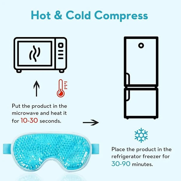 2PCS Gel Eye Mask, Cold Compress Gel Beads Eye Mask, Reusable Cooling Ice Mask for for Puffy Eyes, Dark Circles, Headaches...