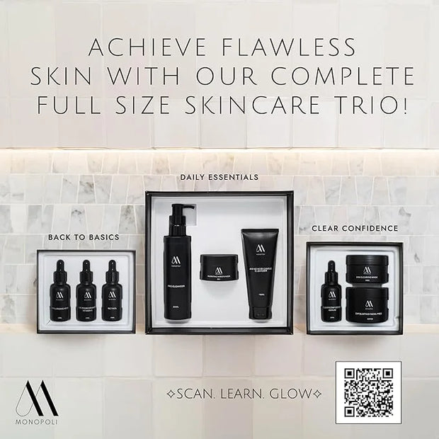 Monopoli Skin Travel Skincare Set | Airplane-Friendly Sizes | Complete Facial Skin Care Kit with BHA Serum, Vitamin C, Moi...