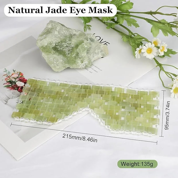 Jade Eye Mask, Facial Cooling Mask with 100% Real Jade for Hot & Cold Therapy to Reduce Wrinkles, Puffiness, Migraines, an...