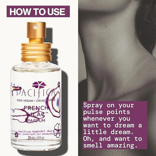 Pacifica French Lilac Spray Perfume – Clean Vegan Floral Fragrance for Women, Fresh-Cut Lilac & Powdery Magnolia Notes, Lo...