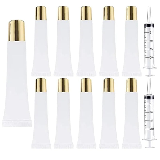 AMORIX 50PCS Lip Gloss Tubes 15ml Gold Cap Lip Gloss Containers Empty Lip Balm Tubes Refillable Cosmetic Squeeze Lipgloss ...
