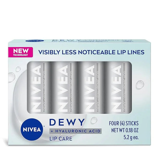 NIVEA Dewy Lip Balm with Hyaluronic Acid, Skin Care Gifts for Mom, Leaves Visibly Less Noticeable Lip Lines and No Waxy Fe...