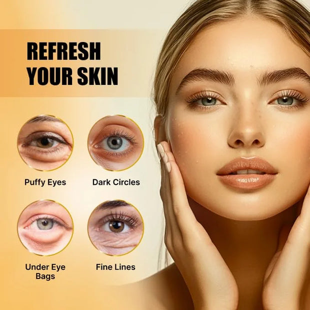 Under Eye Patches - 30 Pairs of 24K Gold Eye Masks for Puffy Eyes, Dark Circles & Wrinkles - Collagen & Hyaluronic Acid fo...
