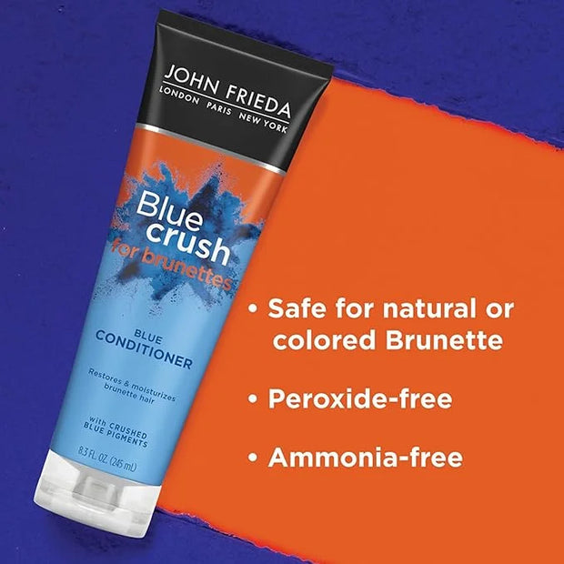 John Frieda Blue Crush Shampoo and Conditioner Set for Brunettes, Nourishes Color-Treated and Natural Hair, Blue Pigments ...