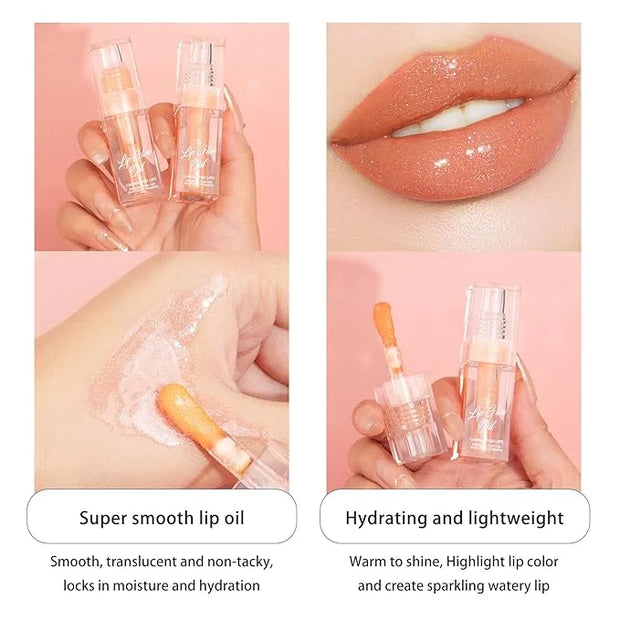 Hydrating Lip Glow Oil - Transparent Clear Plumping Gloss for Women & Girls, Color-Changing Tinted Balm, Tinta para Labios...