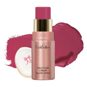 Multi-Use Makeup Cream Blush Stick, Unidollss 3-in-1 Buildable Powder Blush Stick for Cheeks, Eyes, and Lips, Hydrating fo...