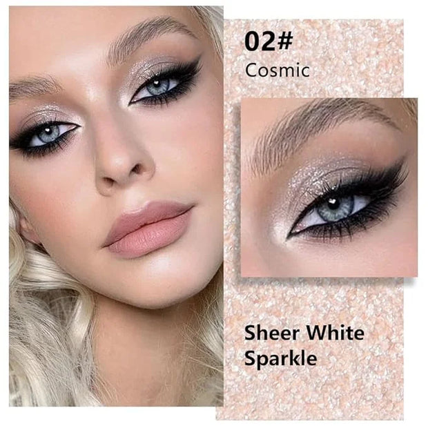 Kaely Pressed Single Eyeshadow Makeup, Sheer White Sparkle Highly Pigmented Monochrome Eye Shadow Palette, Waterproof Neut...
