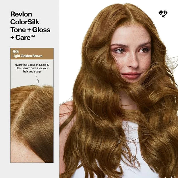 Revlon ColorSilk Tone + Gloss + Care Demi Permanent Hair Color, Dye Kit with Leave-In Scalp and Haircare Serum, 2x Shinier...