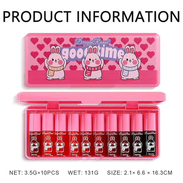Eakroo 10 Colors Lip Tint Stain Set, Korean Lip Gloss Watery Lip Stain Moisturizing Mini Liquid Lipstick Set, Multi-Use Li...