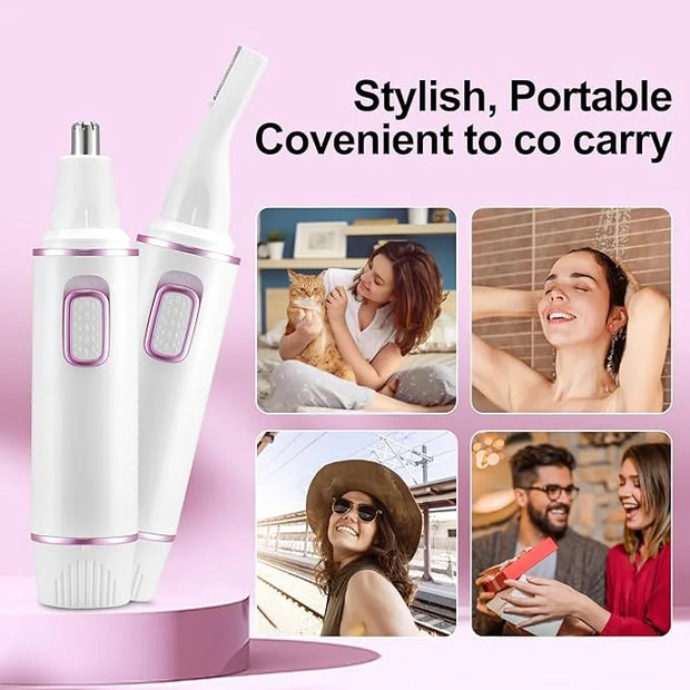 AREYZIN Nose Hair Trimmer for Women 2 in 1 Painless Eyebrow Trimmer and Nose Trimmer Facial Hair Removal Nasal Hair Clippe...