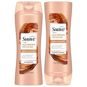 Suave Shampoo and Conditioner Set, Silk Protein Infusion, Sleek & Smooth – Protein Hair Treatment for Dry, Damaged Hair, D...