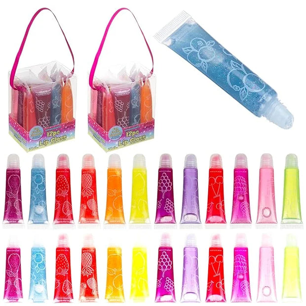 Expressions 24pc Lip Gloss Set, Flavored Lipgloss Squeeze Tubes with Carrying Case, Lip Gloss Set Value Pack, Assorted Fru...