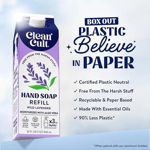 Cleancult Liquid Hand Soap Refill - Wild Lavender - Moisturizes Dry & Sensitive Skin - Made with Aloe Vera & Lavender Esse...