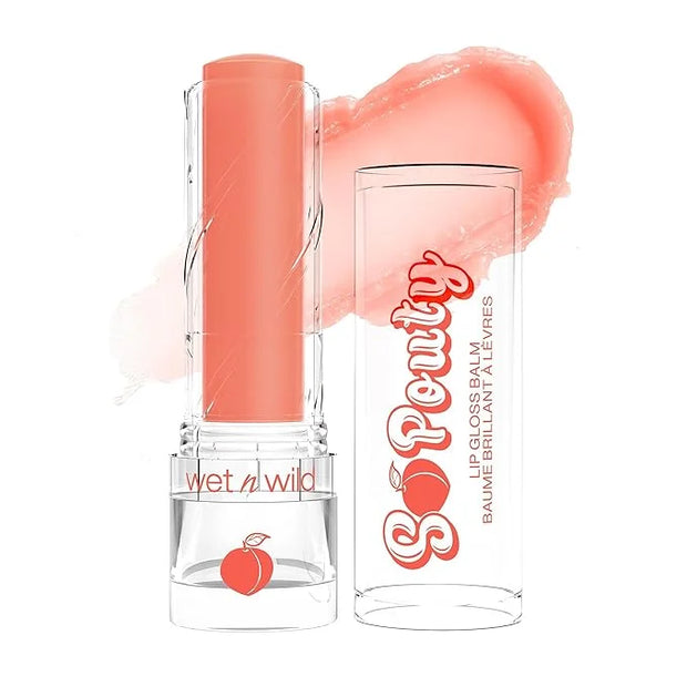 wet n wild Perfect Pout So Pouty Shine Tinted Lip Balm Peach Flavored, Hyaluronic Acid, Vegan Collagen, Moisturizing For D...