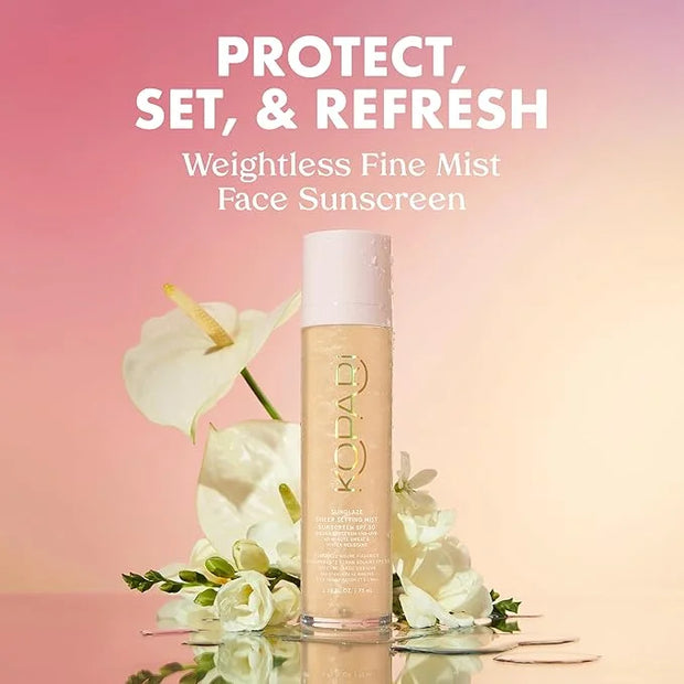 Kopari Sunglaze Sheer Setting Mist Sunscreen SPF 50, Weightless, Fast Drying, Ultra-Fine Setting Spray, Made With Hyaluron...