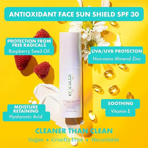 Kopari Antioxidant Face Shield Mineral SPF 30 | Sheer Daily Broad Spectrum UVA-UVB Sunscreen | Non-Nano Mineral Zinc | Ant...