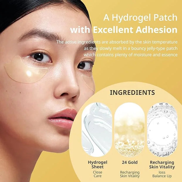 [K Beauty Snp] 24K Gold Firming Eye Patch | 11,900mg of Collagen with 24K Gold | Tightening and Hydrating for All Skin | U...