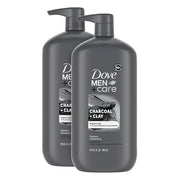 DOVE MEN + CARE Purifying Shampoo Charcoal + Clay 2 Pk for Stronger, More Resilient Hair, with Plant-Based Cleansers, 31 o...