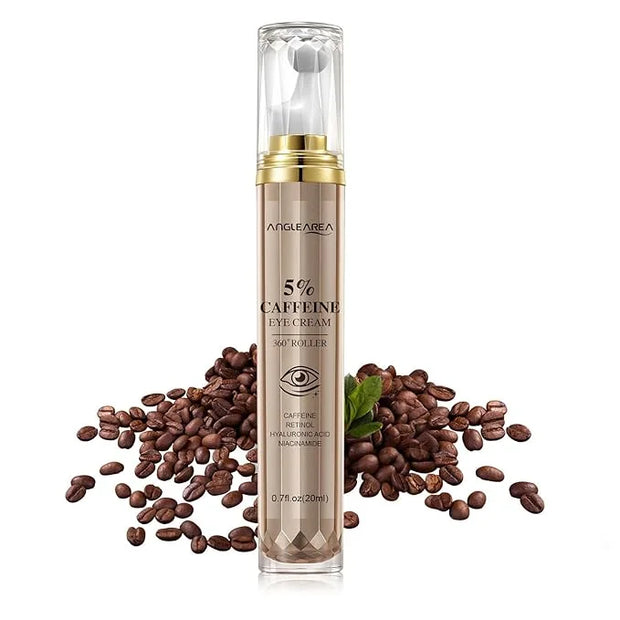 5% Caffeine Eye Serum with 360°Massage Ball for Puffiness, Fine Lines & Wrinkles - Anti-Aging, Hydrating Formula with Hyal...