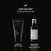 HOMMEFACE Men’s 2-Step Daily Skincare Kit + 5 Facial Sheet Mask Set Bundle - Product Image